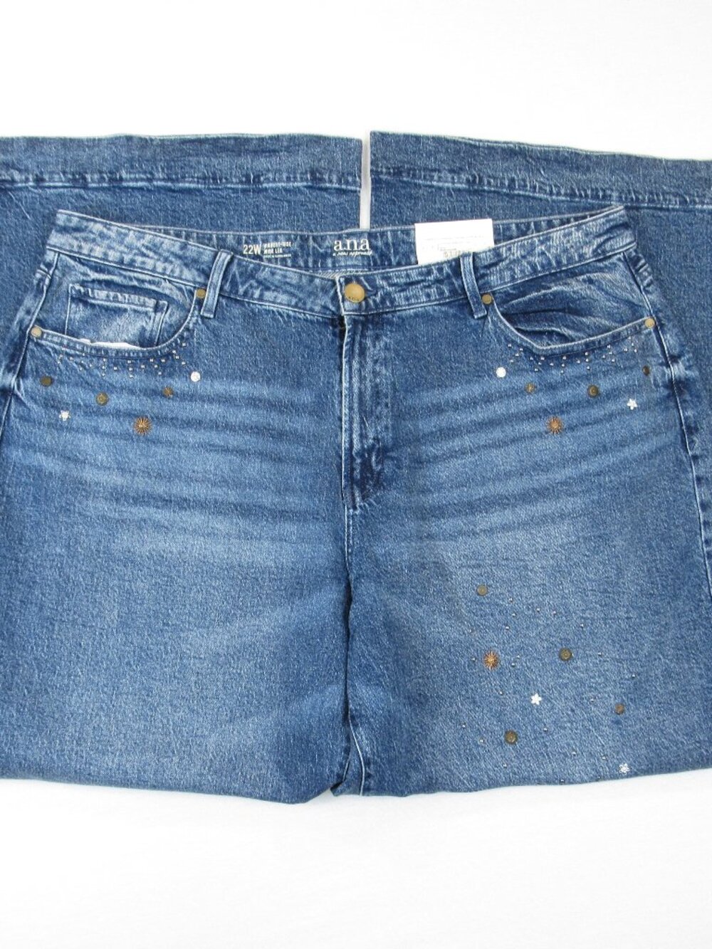 Ana A New Approach Embellished Women’s Plus 22W Highest Rise Wide Leg Jeans